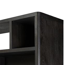 Slade Rustic Lodge Black Oak Wood Wide Bookcase|