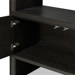 Slade Rustic Lodge Black Oak Wood Wide Bookcase|