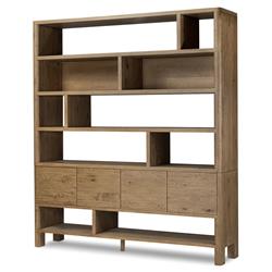Slade Rustic Lodge Brown Oak Wide Wood Bookcase|