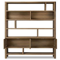 Slade Rustic Lodge Brown Oak Wide Wood Bookcase|