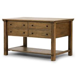 Gavin Rustic Brown Oak Rectangular Kitchen Island - 60"|