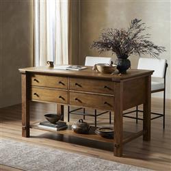 Gavin Rustic Brown Oak Rectangular Kitchen Island - 60"|