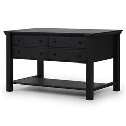 Gavin Rustic Black Oak Rectangular Kitchen Island - 60"|