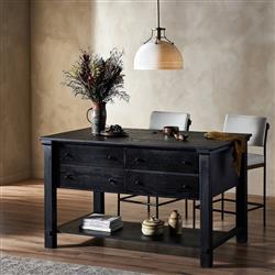 Gavin Rustic Black Oak Rectangular Kitchen Island - 60"|