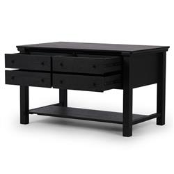 Gavin Rustic Black Oak Rectangular Kitchen Island - 60"|