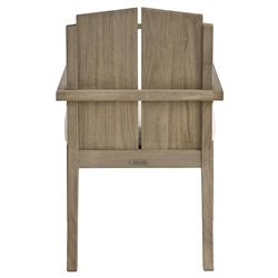 Sophia Coastal Beach Off White Boucle Brown Teak Outdoor Dining Arm Chair|