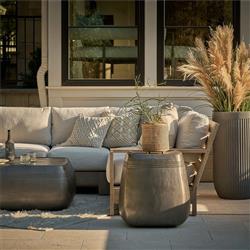 Sophia Modern Classic Grey Aluminum Square Outdoor End Table|