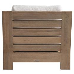 Sophia Coastal Beach Off White Boucle Brown Teak Outdoor Lounge Chair|