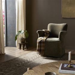 Camellia Malmo Olive Velvet Swivel Chair|