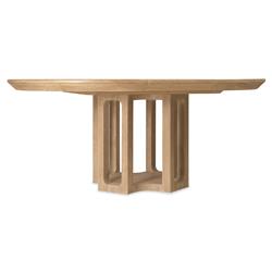 Xavier Modern Classic Brown Oak Round Extendable Dining Table - 54-72"|