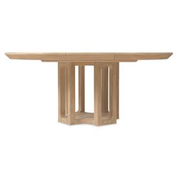 Xavier Modern Classic Brown Oak Round Extendable Dining Table - 54-72"|