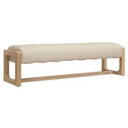 Xavier Modern Classic Cream Leather Brown Oak Bedroom Bench|