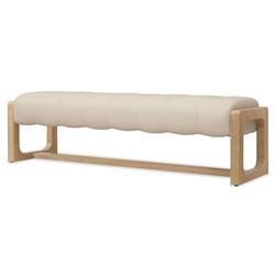 Xavier Modern Classic Cream Leather Brown Oak Bedroom Bench|