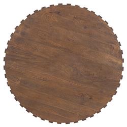 Lillian Modern Classic Brown Mango Wood Ribbed Round Coffee Table|