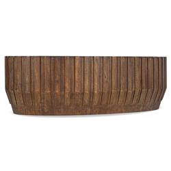 Lillian Modern Classic Brown Mango Wood Ribbed Oval Coffee Table|