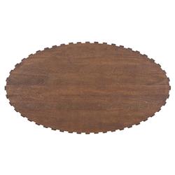 Lillian Modern Classic Brown Mango Wood Ribbed Oval Coffee Table|