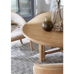 Nigel Coastal Beach Light Oak Round Extendable Dining Table - 54-74"|