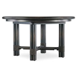 Nigel Coastal Beach Dark Oak Round Extendable Dining Table - 54-74"|