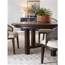 Nigel Coastal Beach Dark Oak Round Extendable Dining Table - 54-74"|