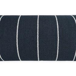 Emily Modern Indigo Striped Indoor Outdoor Lumbar Pillow - 12x24|
