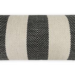 Vida Coastal Beach Black Striped Indoor Outdoor Lumbar Pillow - 12x24|