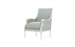 Juliette Sea Mist Velvet Vintage White Bergere Chair|