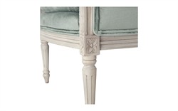 Juliette Sea Mist Velvet Vintage White Bergere Chair|