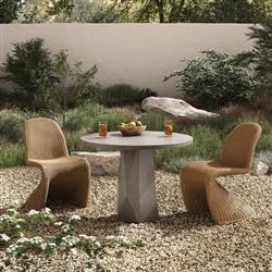 Barley Industrial Loft Grey Concrete Round Outdoor Dining Table - 42"|