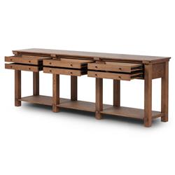 Gavin Rustic Lodge Brown Oak Rectangular Console Table|