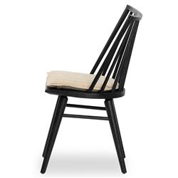 Lara Rustic Lodge Beige Striped Black Oak Windsor Dining Side Chair|