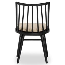 Lara Rustic Lodge Beige Striped Black Oak Windsor Dining Side Chair|