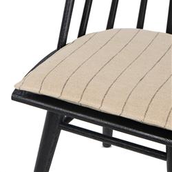 Lara Rustic Lodge Beige Striped Black Oak Windsor Dining Side Chair|