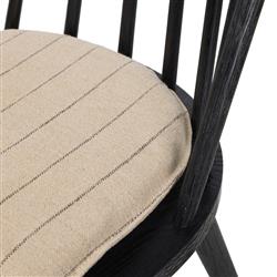 Lara Rustic Lodge Beige Striped Black Oak Windsor Dining Side Chair|
