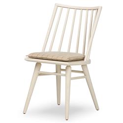 Lara Rustic Lodge Beige Striped Off White Oak Windsor Dining Side Chair|