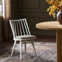 Lara Rustic Lodge Beige Striped Off White Oak Windsor Dining Side Chair|