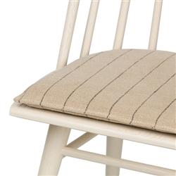 Lara Rustic Lodge Beige Striped Off White Oak Windsor Dining Side Chair|