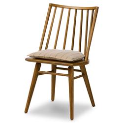 Lara Rustic Lodge Beige Striped Oak Windsor Dining Side Chair|