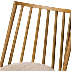 Lara Rustic Lodge Beige Striped Oak Windsor Dining Side Chair|