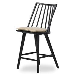 Lara Rustic Lodge Beige Striped Black Oak Windsor Counter Stool|