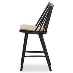 Lara Rustic Lodge Beige Striped Black Oak Windsor Counter Stool|