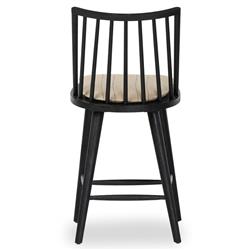 Lara Rustic Lodge Beige Striped Black Oak Windsor Counter Stool|