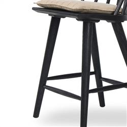 Lara Rustic Lodge Beige Striped Black Oak Windsor Counter Stool|