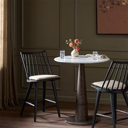 Lara Rustic Lodge Beige Striped Black Oak Windsor Counter Stool|