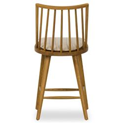 Lara Rustic Lodge Beige Striped Brown Oak Windsor Counter Stool|