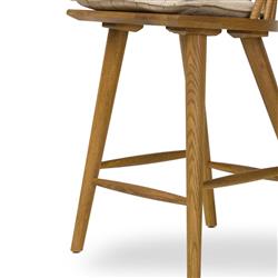 Lara Rustic Lodge Beige Striped Brown Oak Windsor Counter Stool|