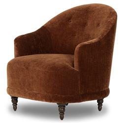 Mariel French Country Rust Velvet Tufted Chair|