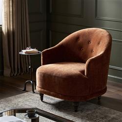 Mariel French Country Rust Velvet Tufted Chair|