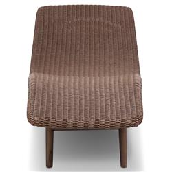 Ivanna Coastal Beach Tan Brown Woven Stained Teak Outdoor Chaise|