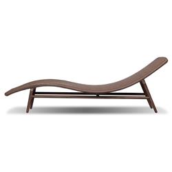 Ivanna Coastal Beach Tan Brown Woven Stained Teak Outdoor Chaise|