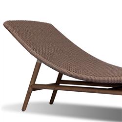 Ivanna Coastal Beach Tan Brown Woven Stained Teak Outdoor Chaise|